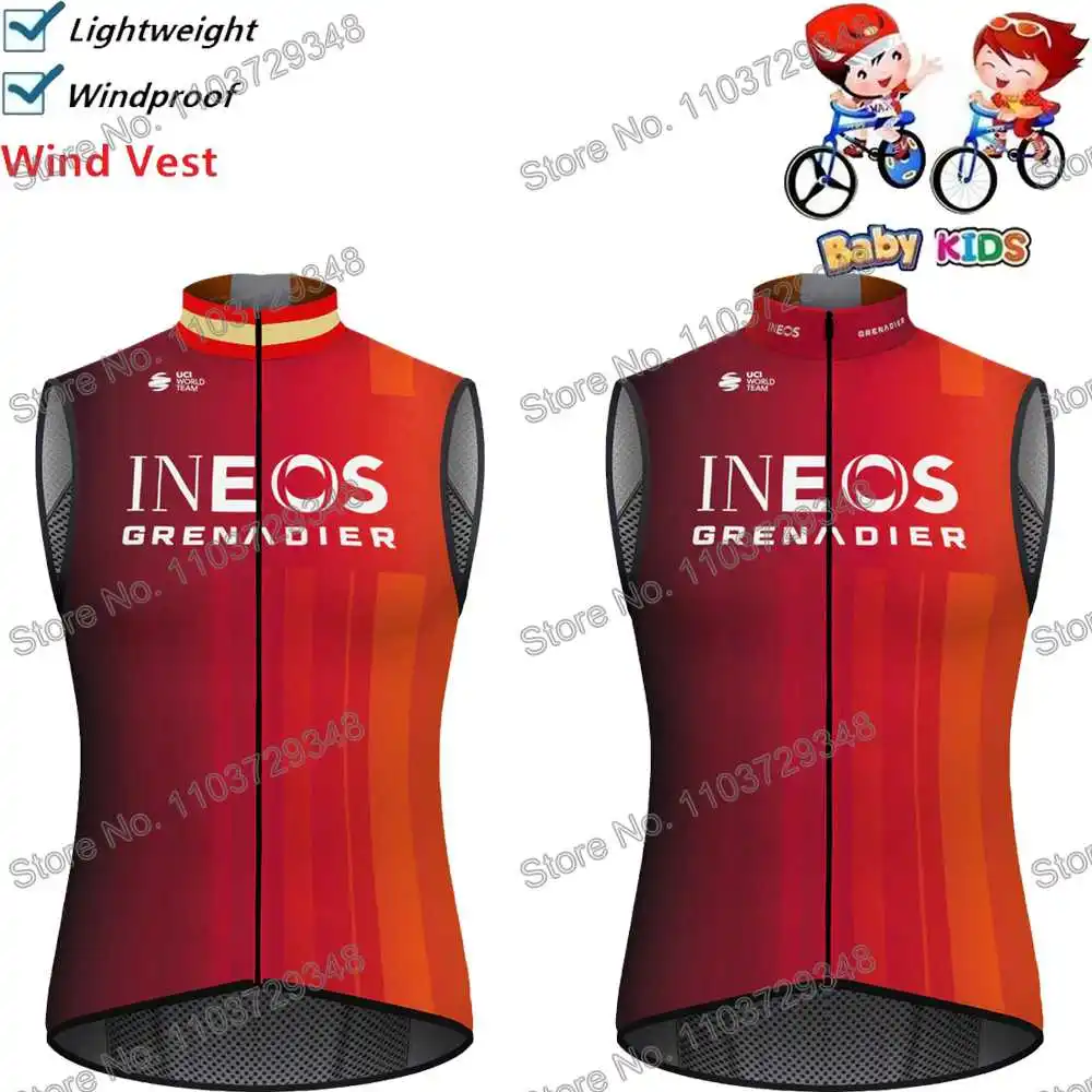 Kids Ineos Grenadier 2025 Spain Cycling Vest Windbreaker Summer Wind Vest Boys Road Bike Jersey Sleeveless MTB Bicycle Jacket