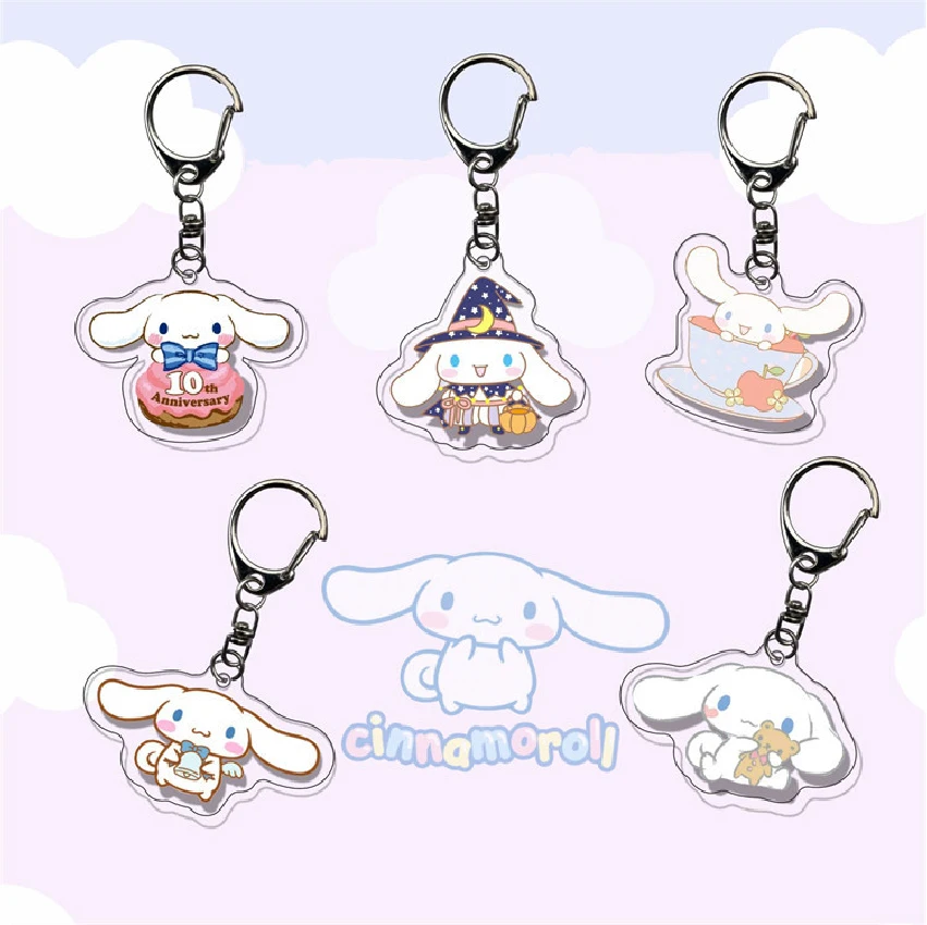 Kawaii Sanrio Anime Figure Mymelody Kuromi Cinnamoroll Cartoon Keychain Bag Pendant Student Bag Decor Keychain Toys