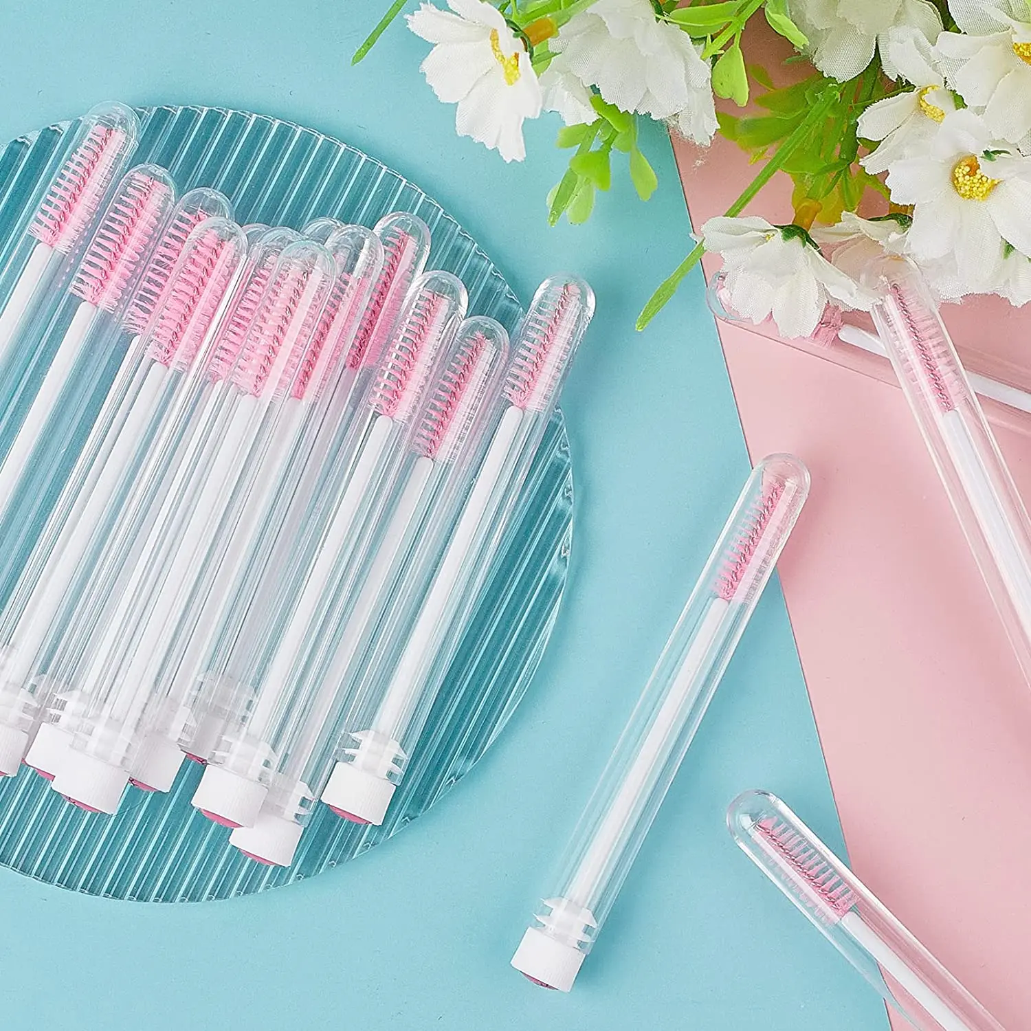 25/50pcs Reusable cute owl Eyebrow Brush Tube Disposable Eyelash Brush Eyebrow Brush Replaceable Dust-proof Makeup Brush