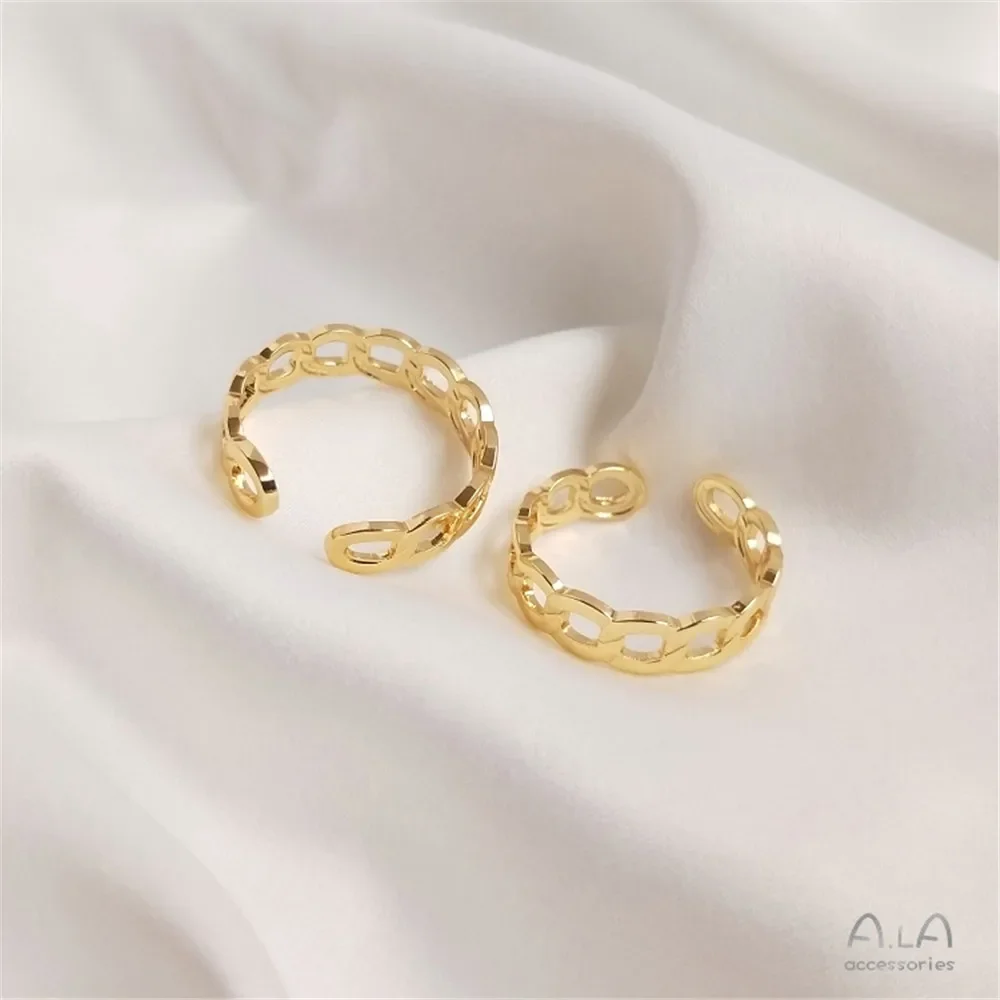 

14K plated gold Chain ring interlocking ring female INS tide diy hand ring open ring ring