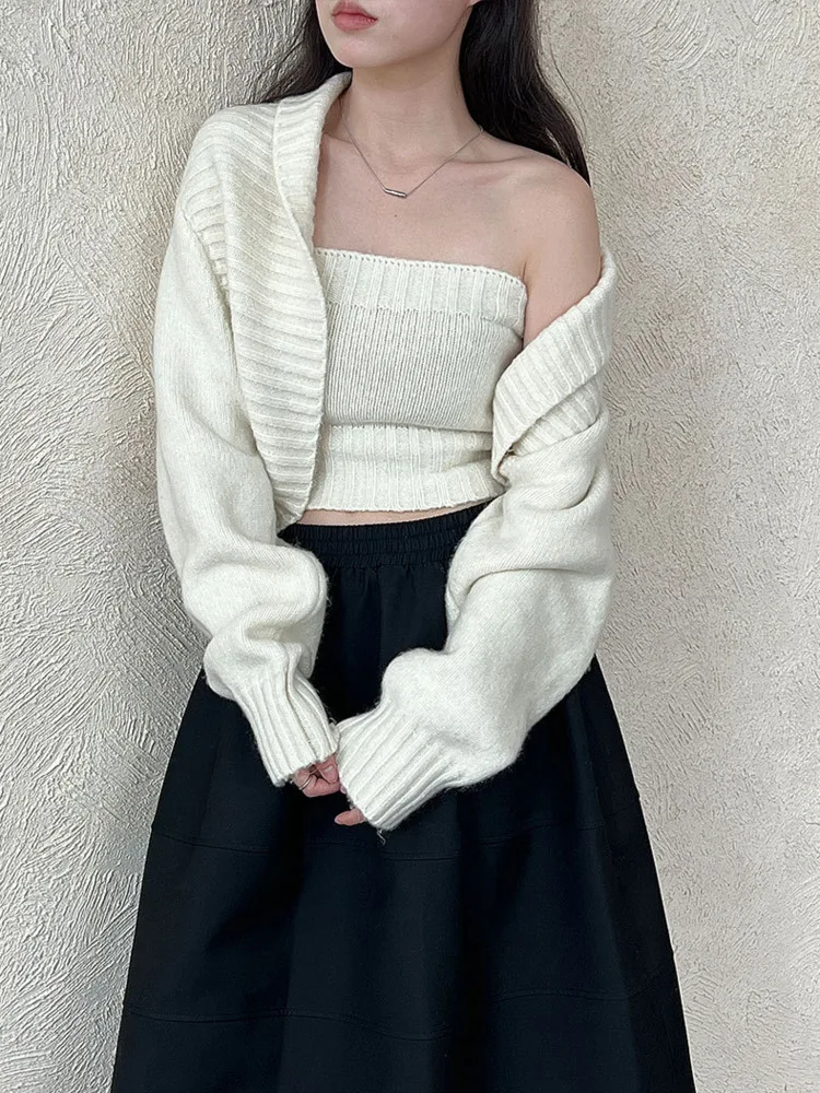 WHTREND Herbst Winter Drehen-unten Kragen Schal Pullover Mantel + Rohr Top frauen Neue Chic Stil Gestrickte Pullover zwei-Stück WH1808