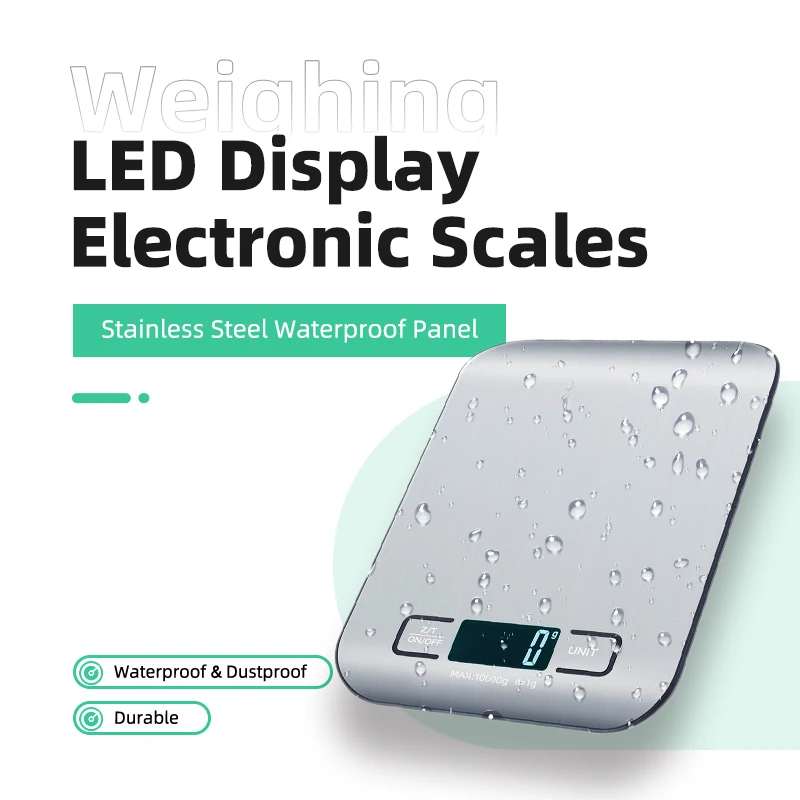 Digital Kitchen Scale LED Display 5kg/1g Stainless Steel Panel Electronic Scales Home Jewelry Food Snacks Baking Weighing