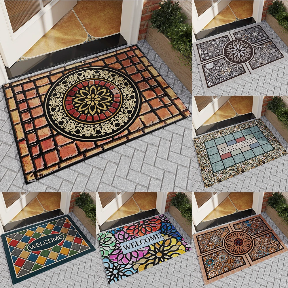 Welcome Mat Entrance Doormat Rug Non-slip Easy Clean Area Rug Home Office Washable Kitchen Doormats