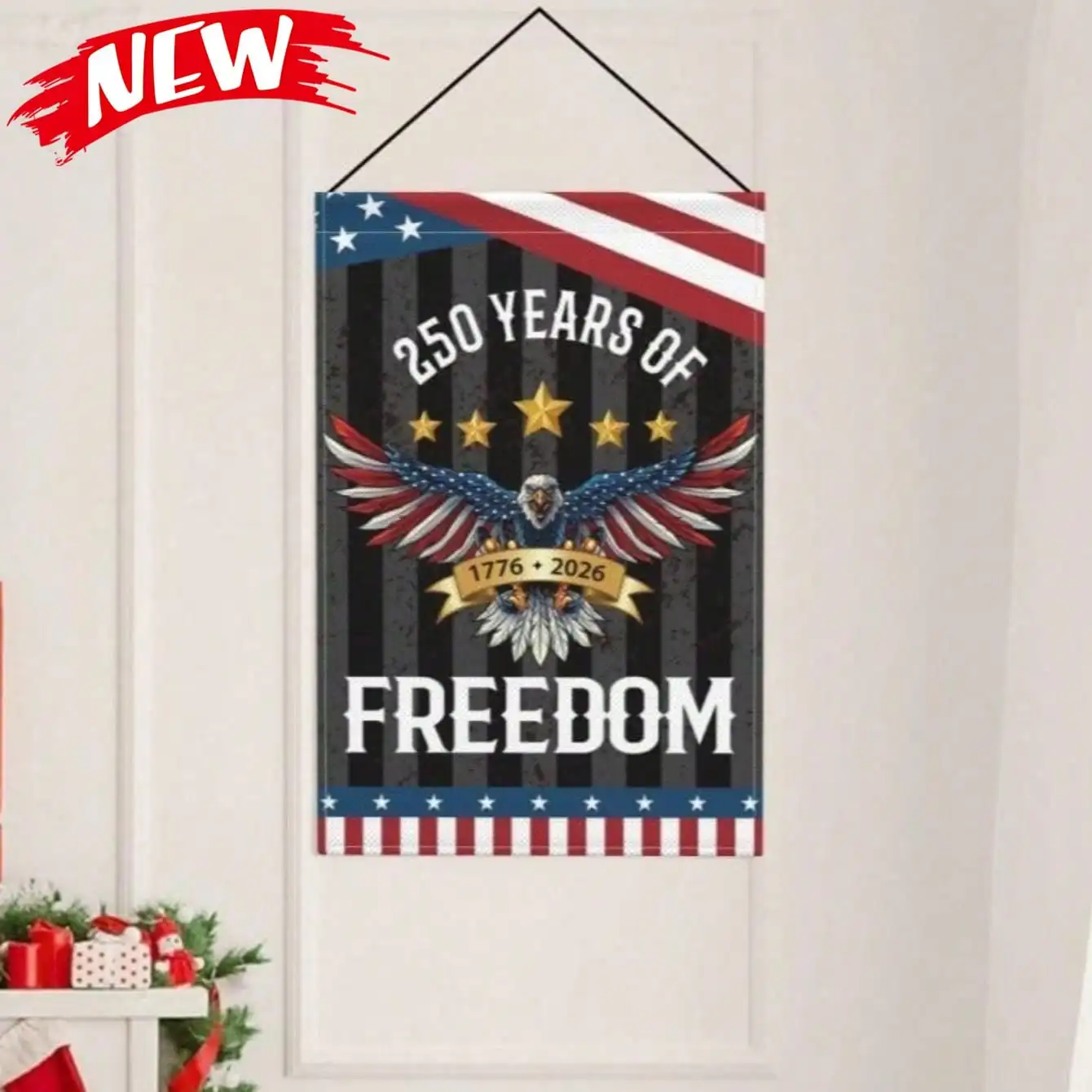 

Патриотический двусторонний садовый флаг США к 250-летию Америки (1776-2026), баннер для двора, уличный декор (без флагштока)