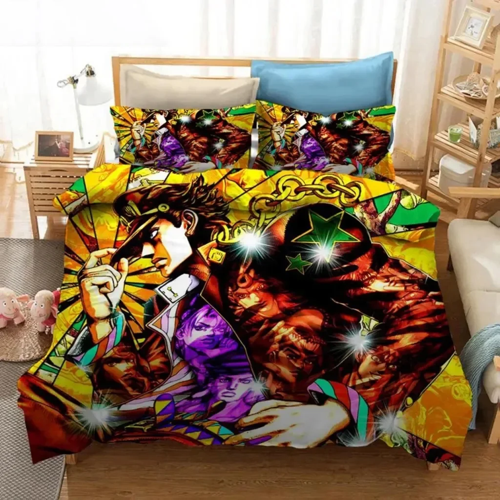 

Anime JoJo Bizarre Adventure Jotaro Kujo Bedding Set Boys Girls Twin Queen Size Duvet Cover Pillowcase Bed Kids Adult