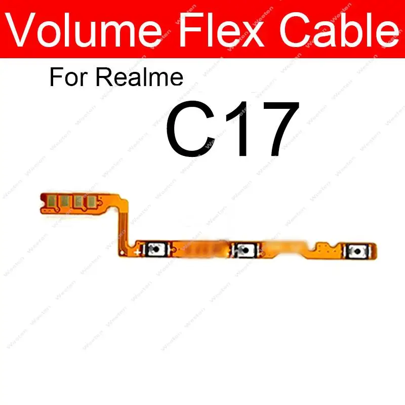 For Realme C11 C12 C15 C17 C1 C2 C3 Power Volume Button Flex Cable Side Volume Power On OFF Keys Ribbon Repair Parts