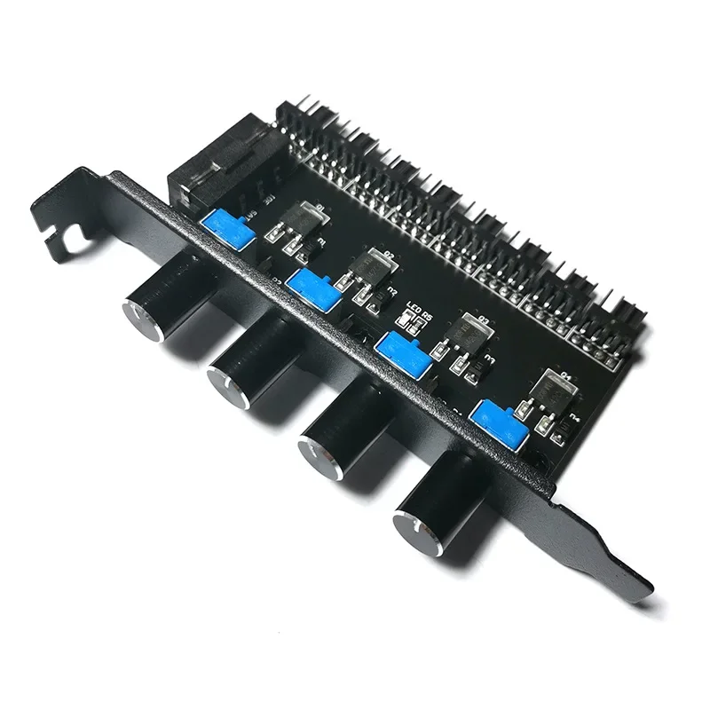 PC 8 Channels Fan Hub 4 Knob Cooling Fan Speed Controller for CPU Case HDD VGA PWM Fan PCI Bracket 12V Fan Control Power Supply - Image 3