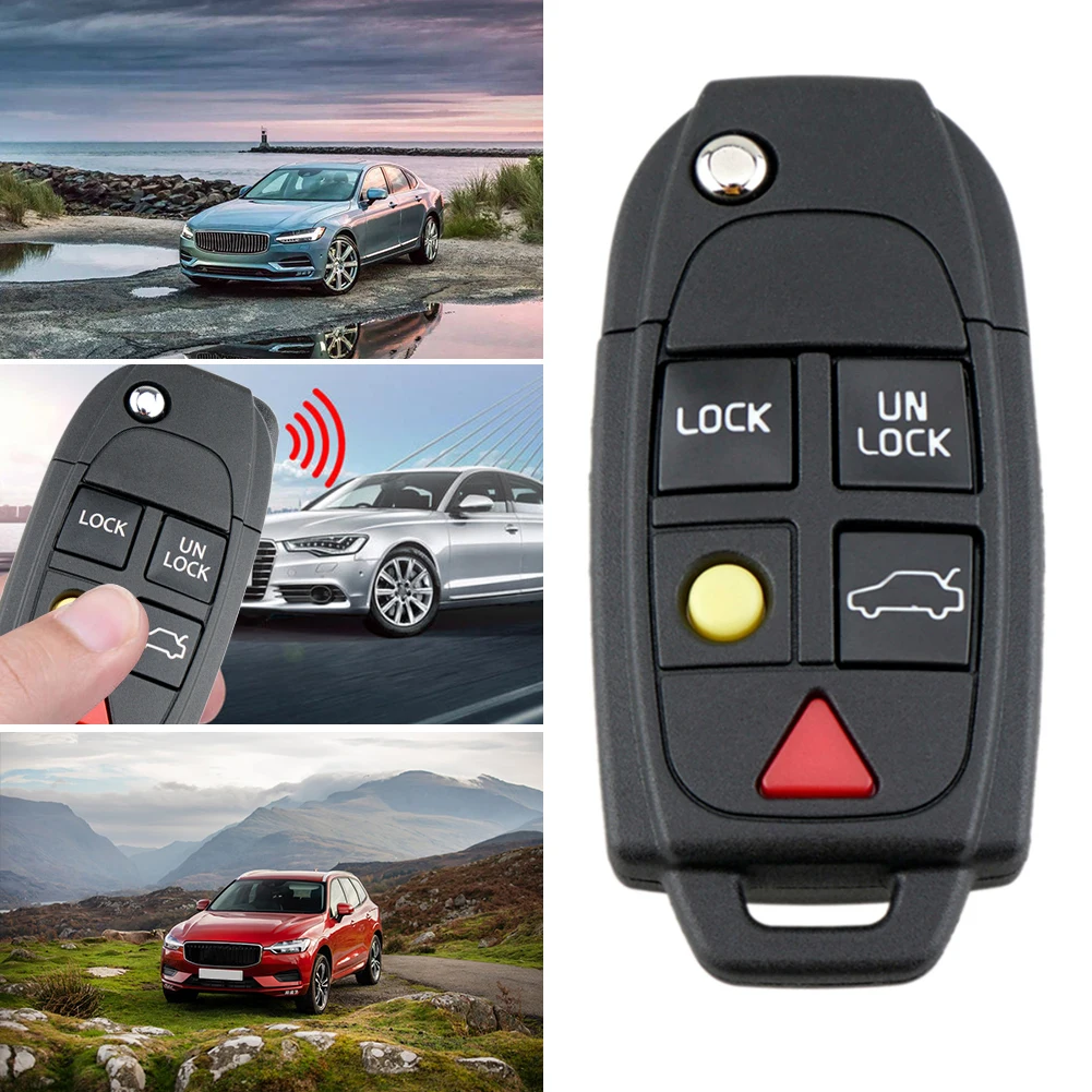 Car Remote Key Shell 5 Buttons Flip Folding Key Fob Case Cover for Volvo S60