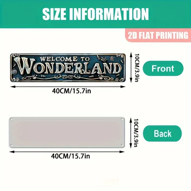 Vintage Welcome to Wonderland Aluminum Sign 157 x 39 Inches Ideal for Home Garden Bar and Cafe Decoration