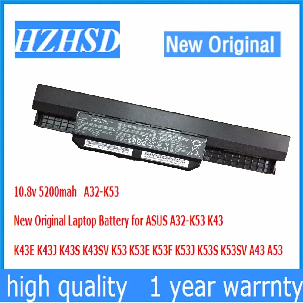 10.8v 5200mah New Original A32-K53 Laptop Battery for ASUS K43  K43E K43J K43S K43SV K53 K53E K53F K53J K53S K53SV A43 A53