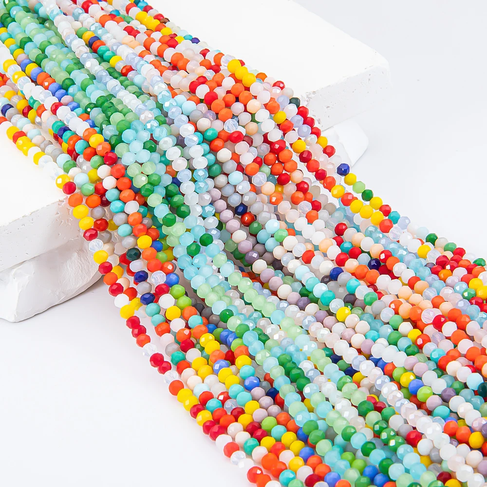 About 120pcs Candy Color Crystal Glass Beads 4mm Round Loose Spacer Beads for DIY Bracelet Necklace Jewellery Making