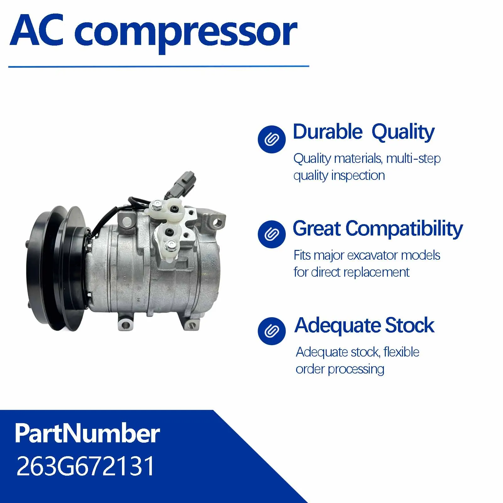 24V AC Compressor DCP99822 For Komatsu D61EX-15 D61PX-15 PC160 S6D105 PC300 PC400 WA320
