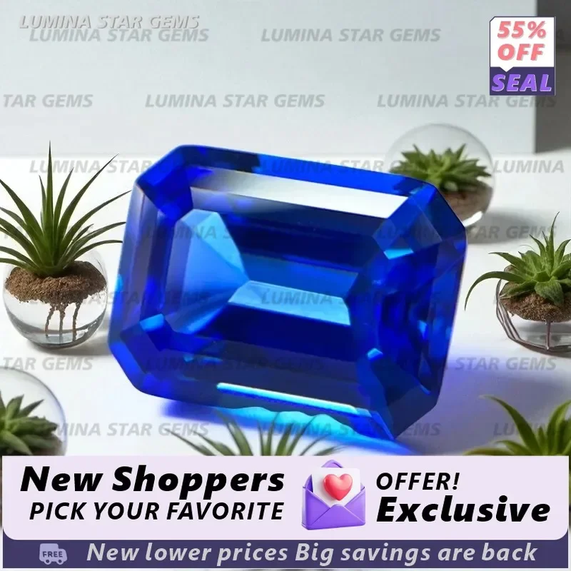 

TOPLab Grown Cobalt Spinel Gemstone Emerald Cut Blue VVS1 for DIY Jewelry Making Gift Lab Grown Sapphire Alternative Synthetic