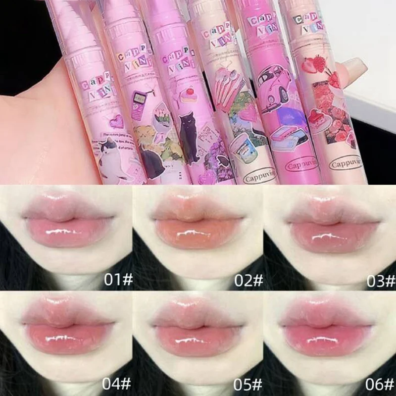 Cappuvini Doorzichtige Spiegel Lippenstift Potlood Waterdicht Langdurig Transparant Glas Lip Olie Water Licht Lip Glazuur