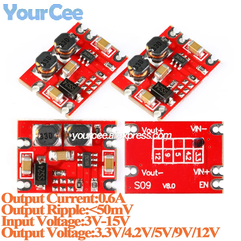 10pcs/1pc DC-DC Automatic Buck Boost Power Module 3V-15V to 3.3V/5V/4.2V/9V/12V 0.6A Step Up and Down Board Electronic DIY