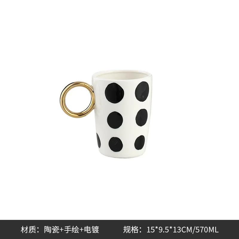 Modern simple hand-painted polka dot ceramic kettle model room ornament,  home creative decoration