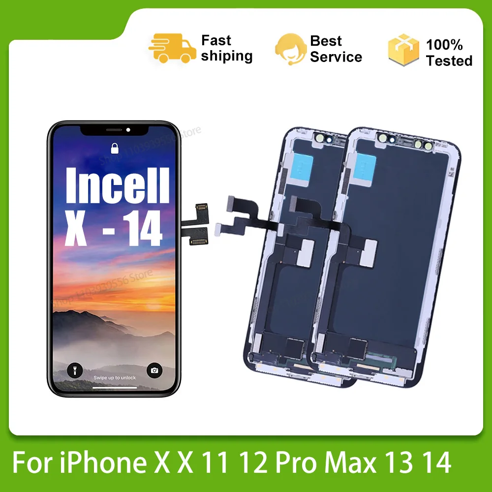 

Incell For iPhone X XS Max 11 12 Pro Max 13 14 LCD Display Digitizer Assembly For iPhone XR Touch Replacement Screen TESTED