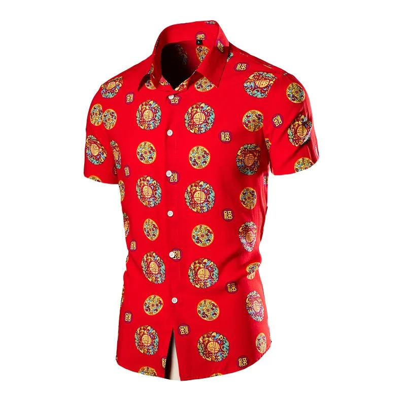 

2024 Spring Sunmmer New Men's Flower Shirt Casual Flower Shirt Northeast Big Flower Shirt Trendy Large Size Short Sleeved Tops
