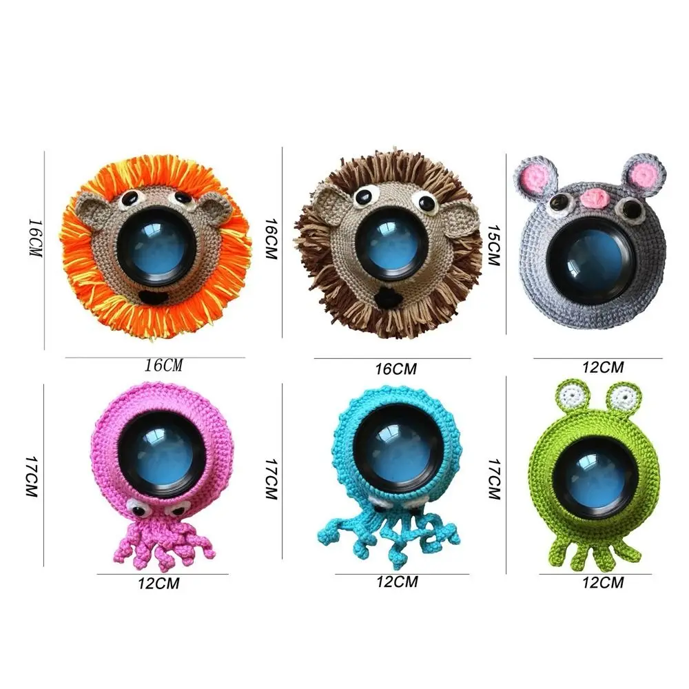 Cartoon Animal Camera Buddies Lens Accessory for Child/Kid/Pet Photography Knitted Lion Octopus Teaser Toy Posing Photo Props