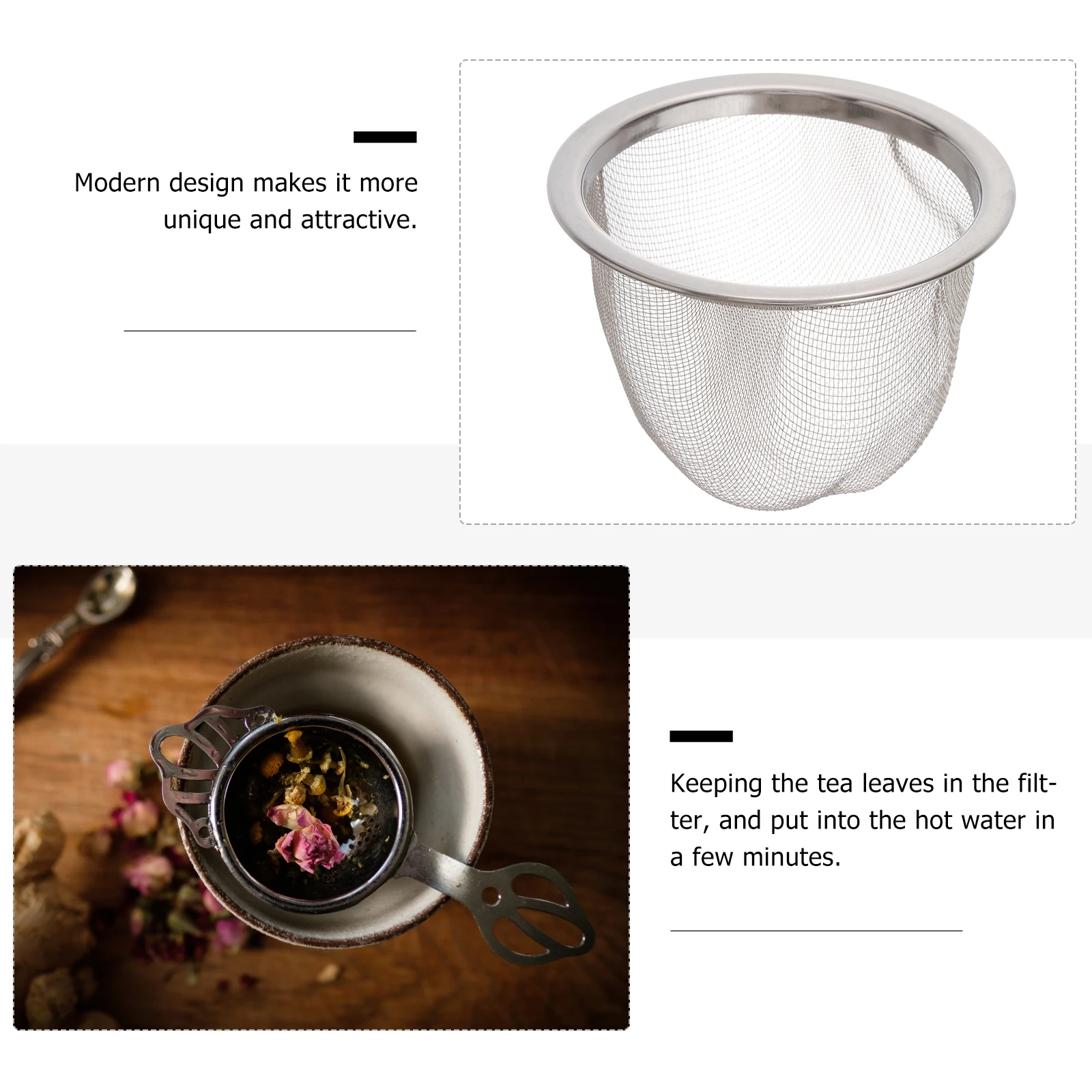 

8pcs Stainless Steel Tea Filter Metal Infuser Sturdy Tea Strainer 6.5Cm Diameter 5Cm Height Modern Design Cup Accessory For