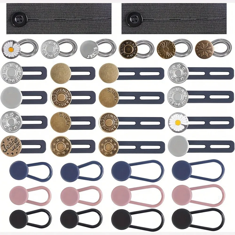 12/16/24/26 pcs Button Style Button Extenders Metal Easy Install Waist Extender Buttons Strong Elasticity No Sew Extensions