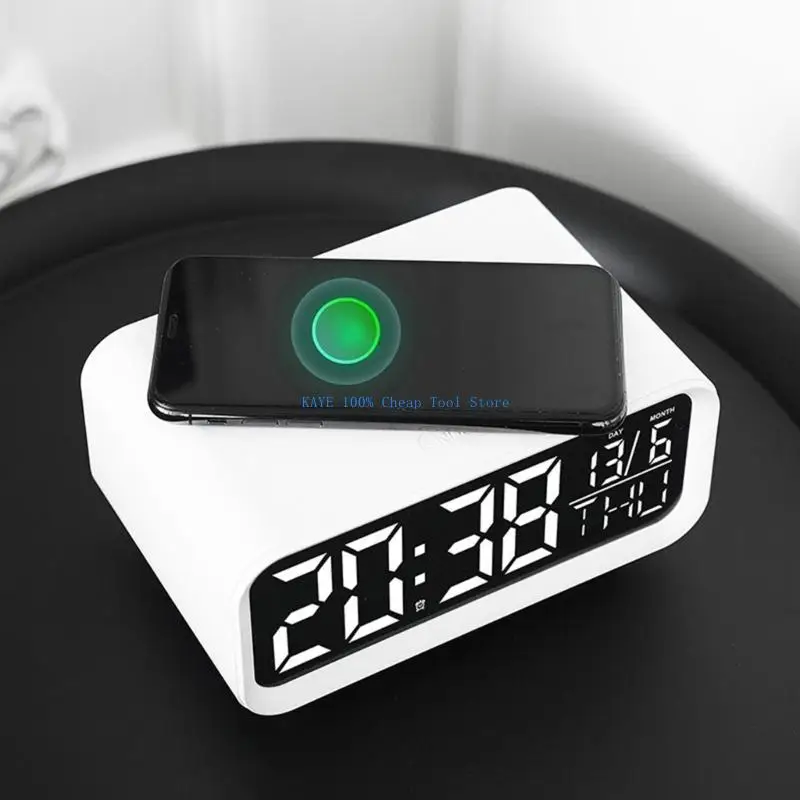 

G6KA Multifunctional LED Clock with Integrated Night Light and Wireless Charging Base