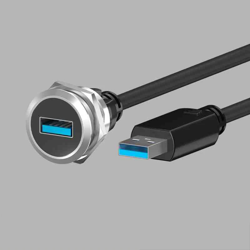 USB3.0 Panel Mount USB A socket to socket with cable USB adapter Pass Through Coupler Pass Through Usb Connector with 20mm cable