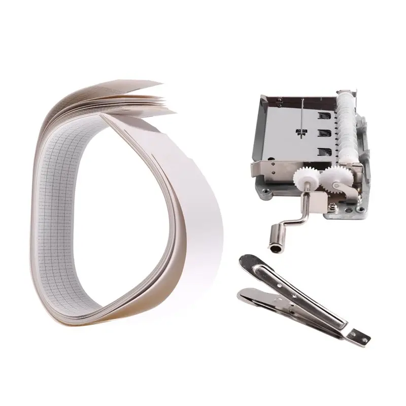 A67P-DIY 30 Note Tape Hand Crank Music Box Movement Hole Puncher 20 Papar Tapes