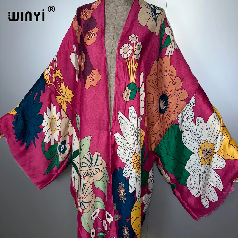 WINYI Africa fashion summer kimono maxi dress beach cover up Cardigan abaya muslim woman coat boho kaftan beach outfits women