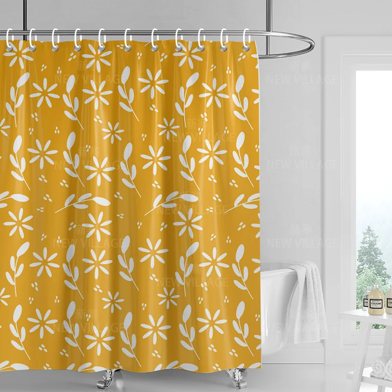 Home shower curtains bathroom Decora waterproof fabric non-slip bathmat water absorption curtain Modern nordic simple plant