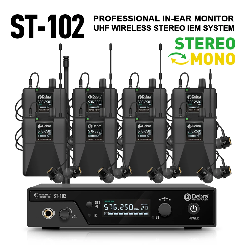 ST-102 Stereo IEM Wireless In-Ear Monitor System for Stage Performance  Recording Studio Drummer Instrument