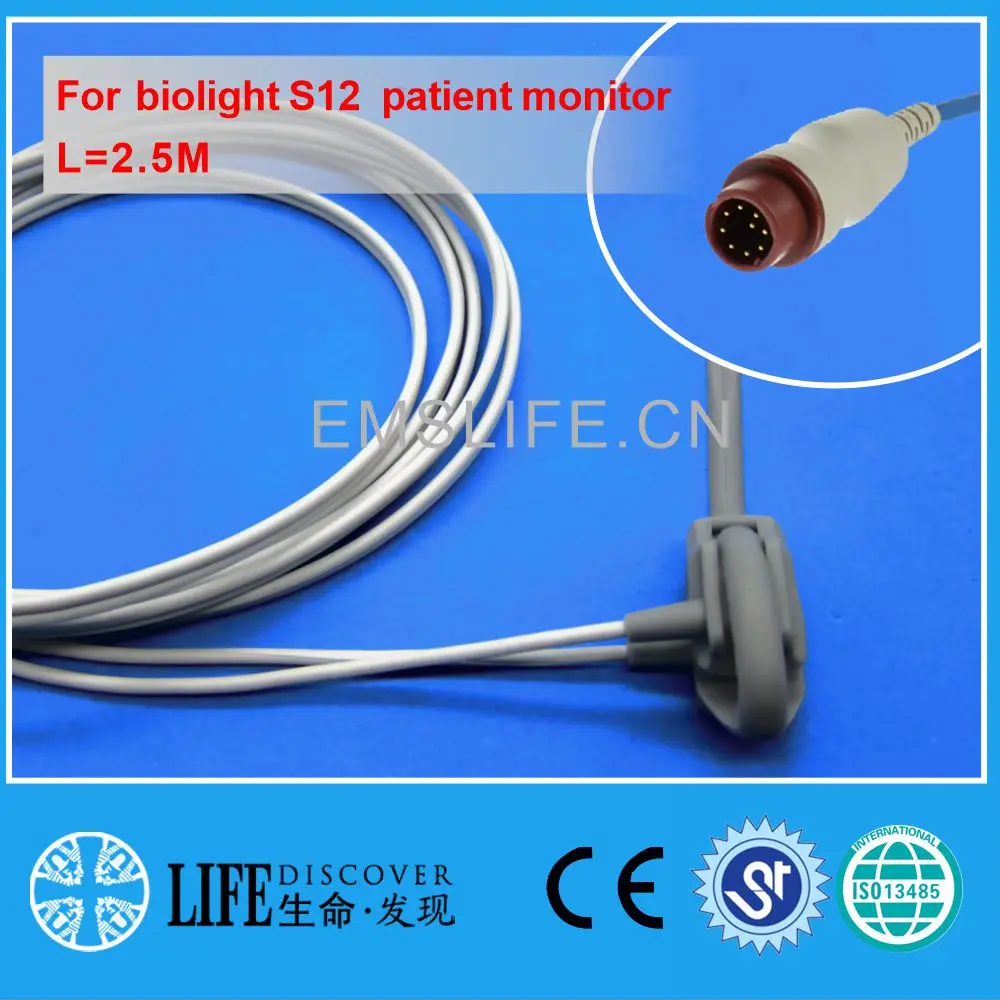 مستشعر Spo2 بمشبك إصبع AWT للبالغين قابل لإعادة الاستخدام متوافق مع جهاز مراقبة المريض Biolight S12 معدات طبية للأطفال حديثي الولادة Ymodel