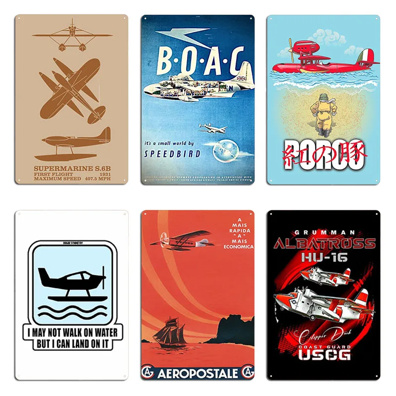 Canadair Cl 415 Seaplane Metal Plaque Living Room Garage Rusty Cinema Designing Tin Sign Poster