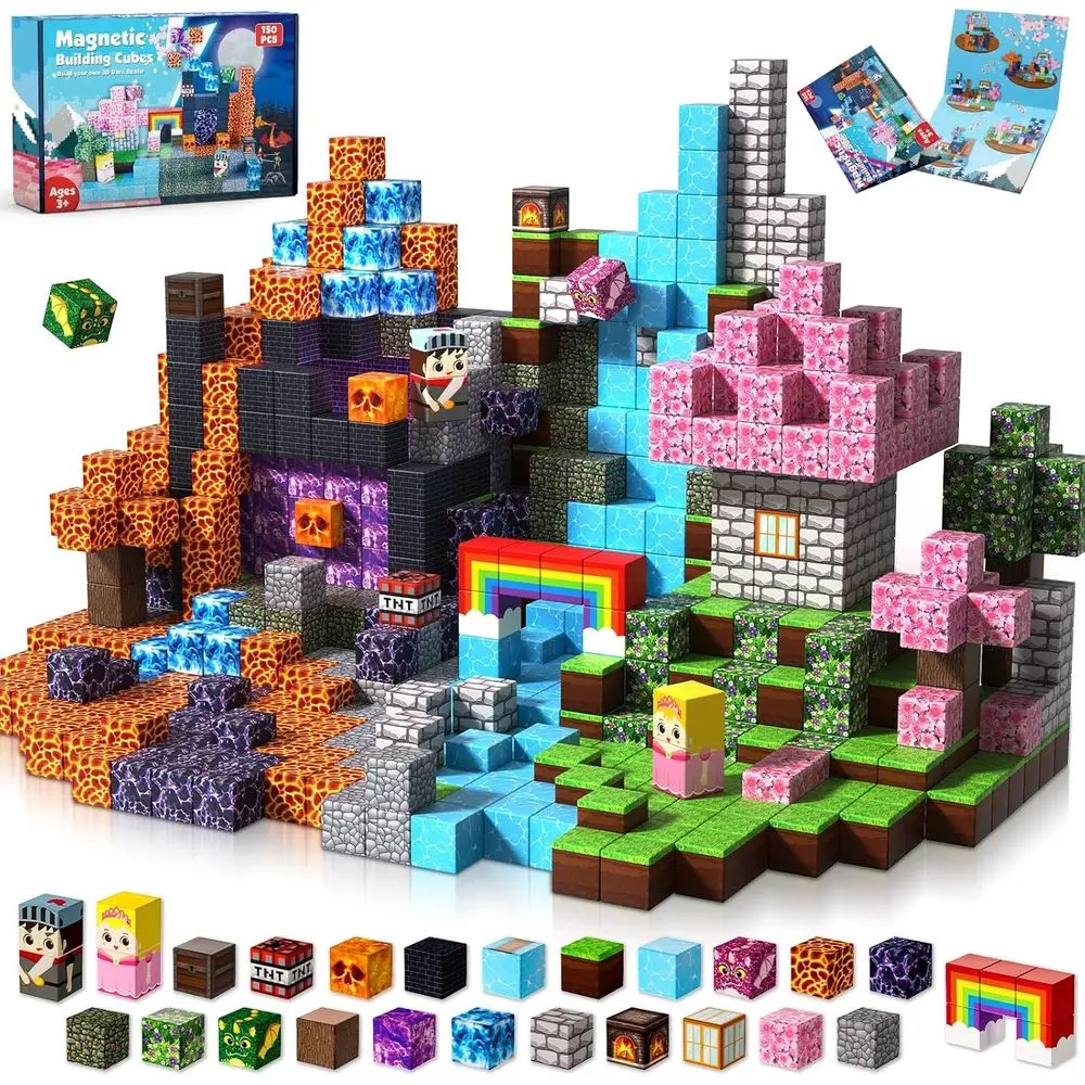 

150-Piece 0.8in Princess & Knight Themed Magnetic Building Blocks for Kids Aged 3+