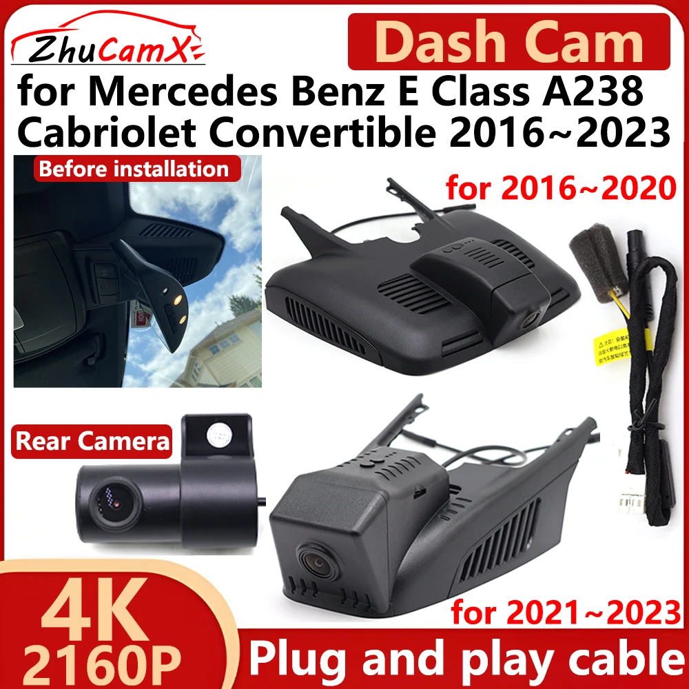 

ZhuCamX for Mercedes Benz E Class A238 Cabriolet Convertible 2016~2023 4K 2160P Car DVR Dash Cam Camera Recorder Plug and play