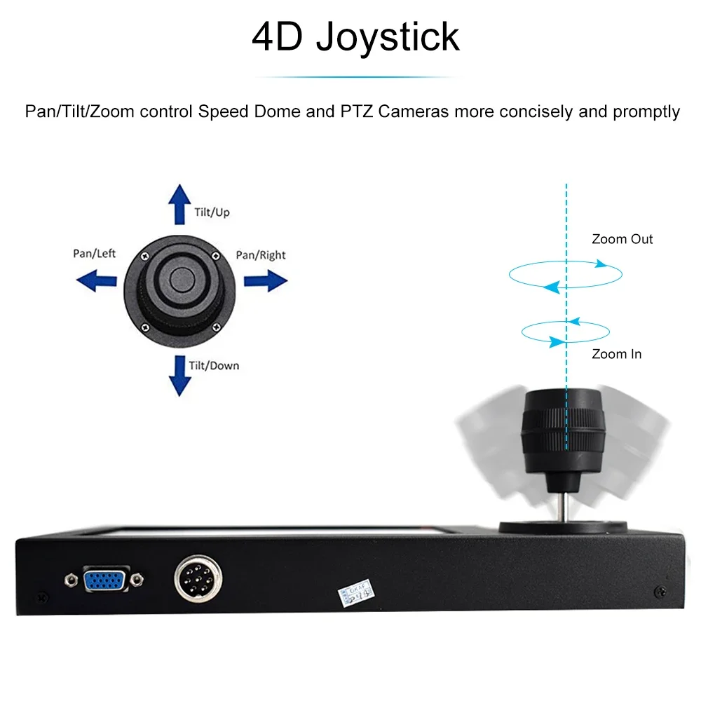 Multifunctional Vehicle Keyboard Joystick Controller Cctv Camera  PTZ Monitor Joystick  8 Inch  HD LCD Screen RS485 Zoom Control