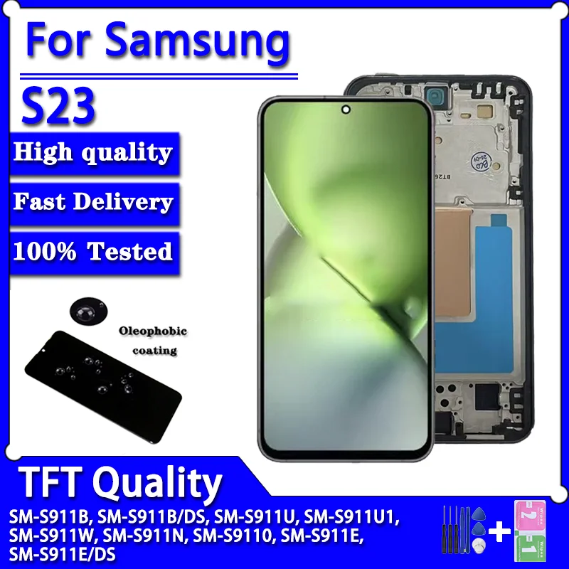 S23 S911 SM-S911B SM-S911U Display With Frame For Samsung S23 5G LCD Display Touch Screen Digitizer Assembly Replacement
