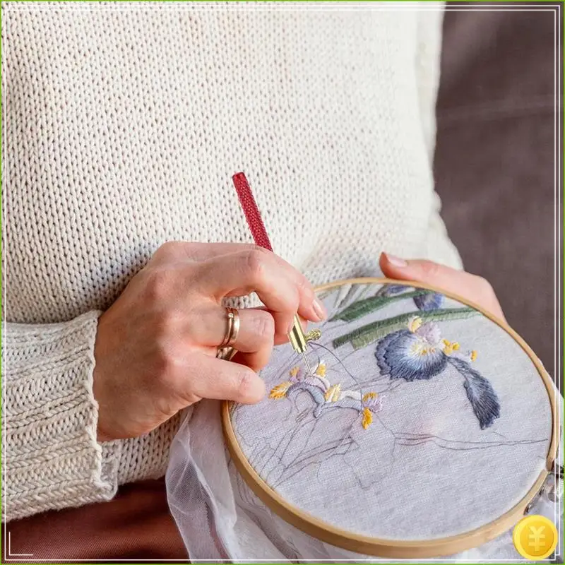 3 Pcs Tambour Hooks Kit Embroidery Crochet Hook Wood Handle Tambour Embroidery Kit French Drum Hooks With 9 Needles