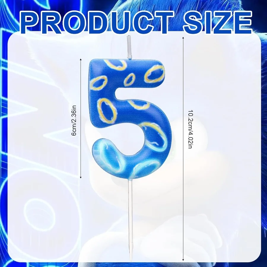 Number Candle Blue Birthday Candle Anime Themed Birthday Candle Cartoon Candles Cake Topper for Boys Themed Birthday Decoration