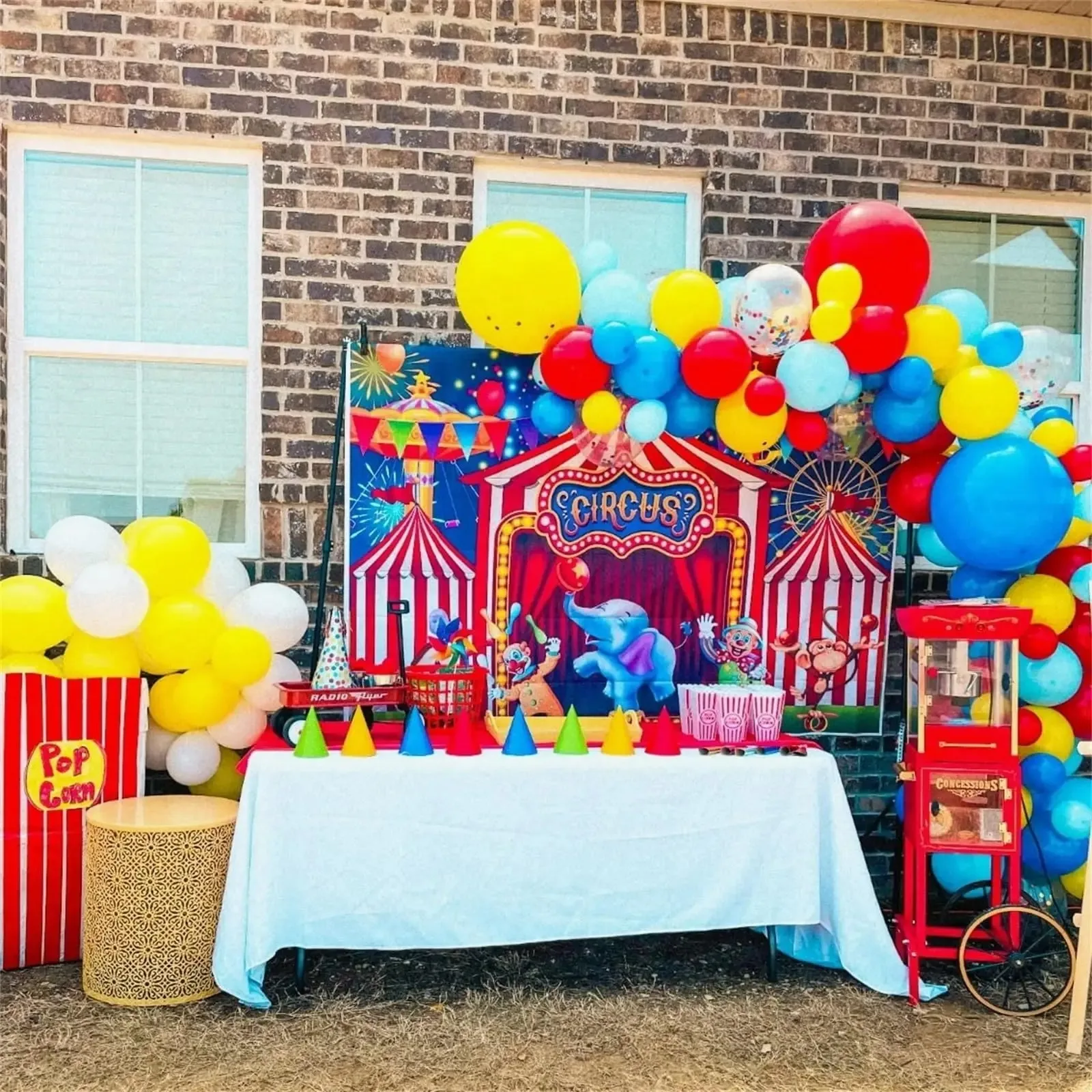 112pcs Carnival Circus Balloon Garland Kit Red Blue Yellow Balloon Arch for Kids Birthday Party Baby Shower Circus Theme Decor 