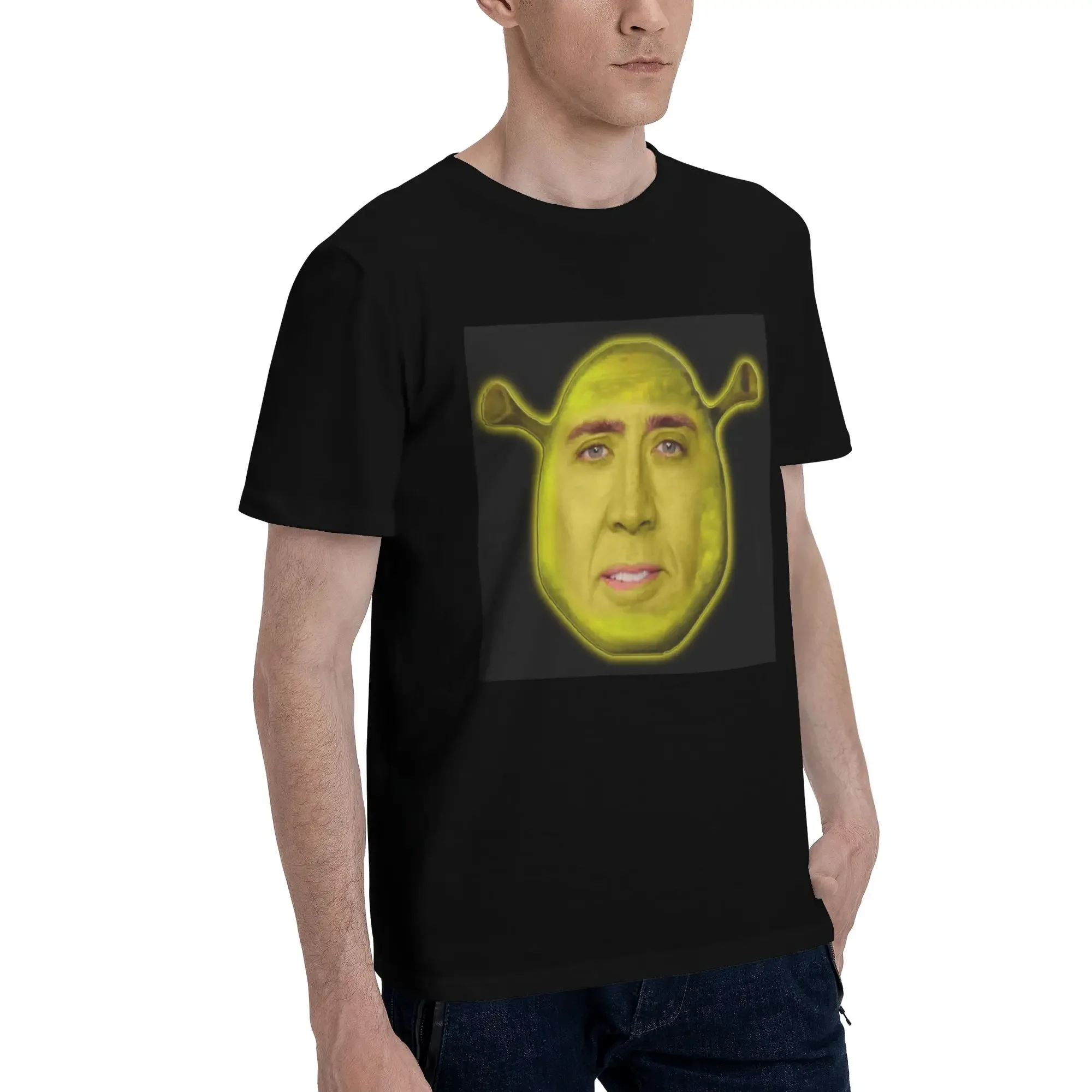 

Nicholas Cage as Shrek Nicolas Cage Nick Cage Nic Cage Men T-Shirt Oversized T Shirts Men's Round Neck Cotton Tees Short Male