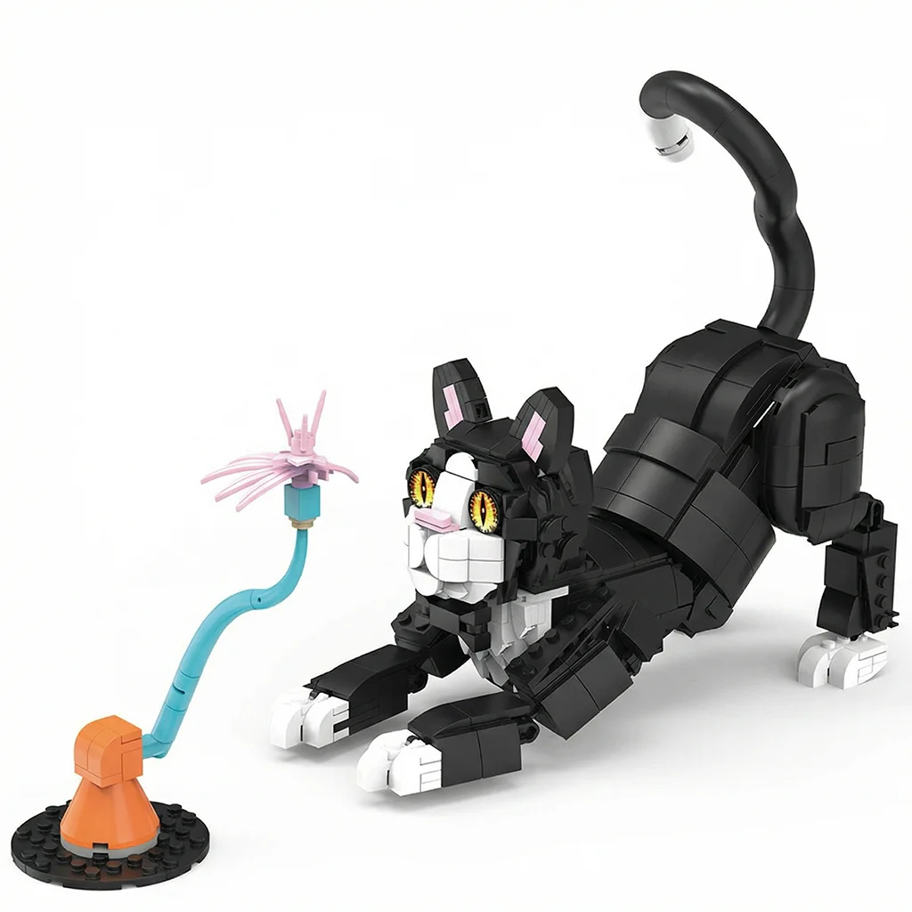 

Набор строительных блоков MOC: 5 позиций, милая модель черной кошки, конструктор для самостоятельной сборки, игрушка, декор для дома, подарок для детей и взрослых