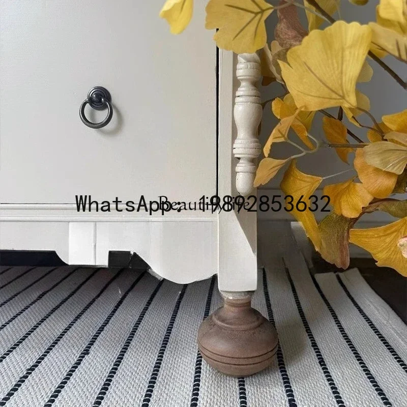 QQ 88.French solid wood small apartment bedroom storage cabinet antique living room decoration wall locker