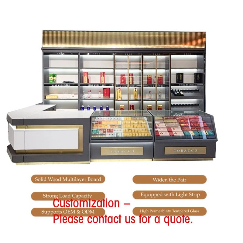 

custom.LED-Lit Light Duty Luxury Modern Closet Showcase Smoke Shop Grocery Display Customizab