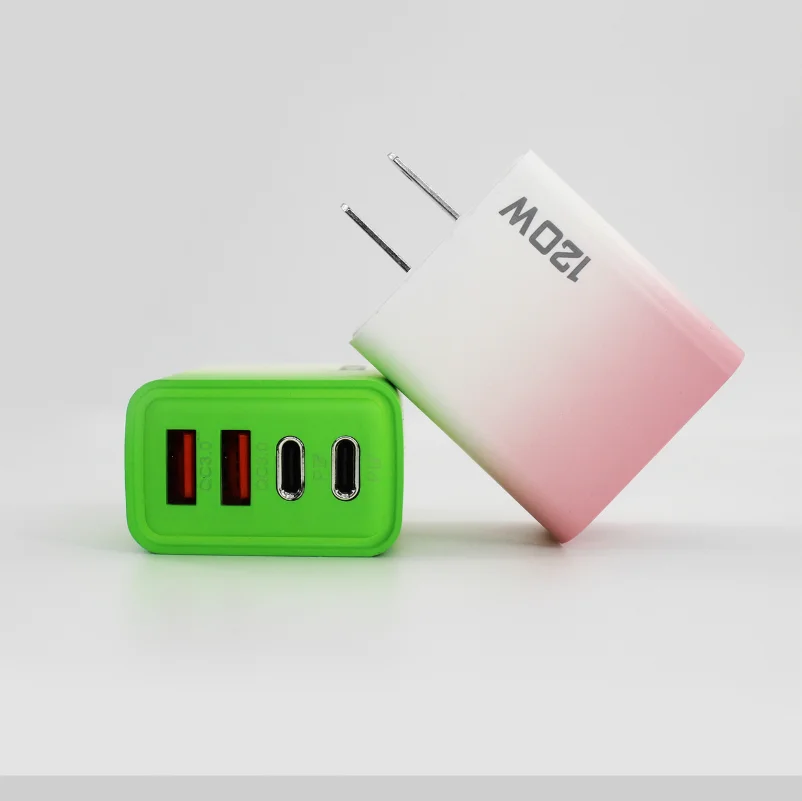 120W fast charging electric plug double USB+ double Type-c multi port charging head USplug 0.3m data cable fast charging adapter