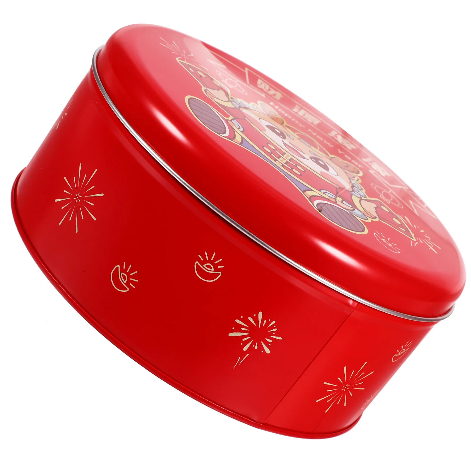 

New Year Tinplate Cookie Tin Candy Biscuit Storage Box Small Gift Case Holiday Packaging Festival Supplies Cookie Tin with Lid