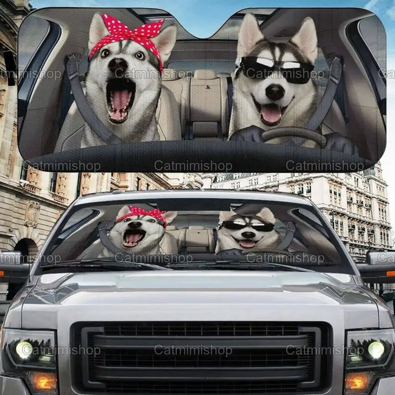 

Husky Car Sun Shade, Funny Husky Couple Car Sunshade, Husky Sun Shade, Gifts For Him, Gifts For Her, Gift For Couples LNG162112A