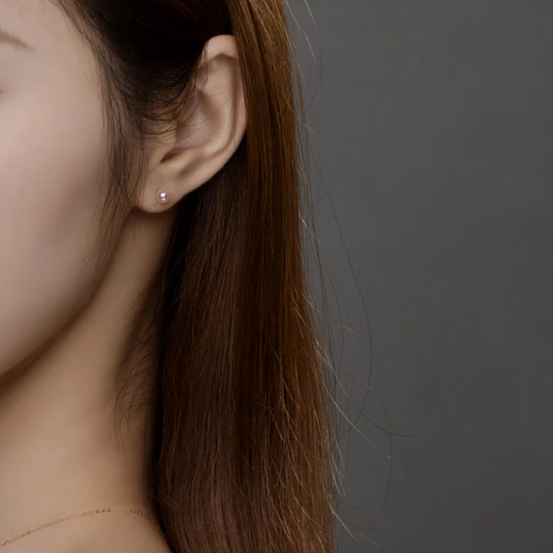 

NYMPH Real Natural AKOYA Stud Earrings 18K Gold Fine Jewelry Pure AU750 Trendy Party Gifts for Women Round Simple Design E379