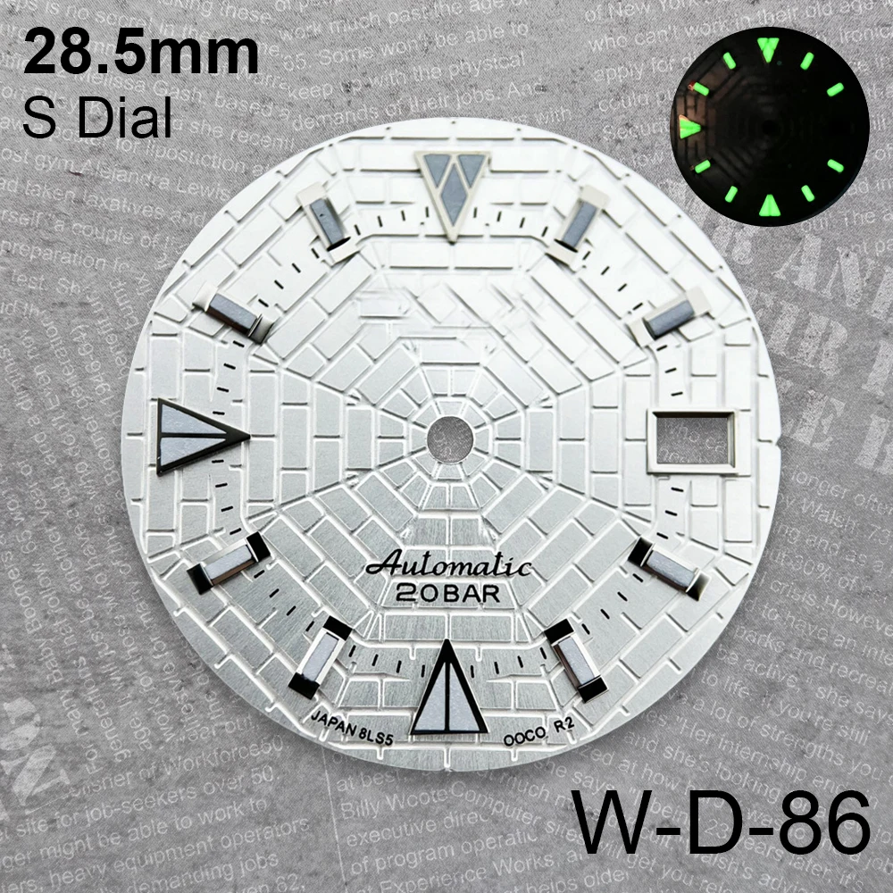 28.5 mm Cobweb S Logo Dial Suitable For NH35/NH36/4R/7S Japan Automatic Movement Green Luminous Watch Modification Accessories