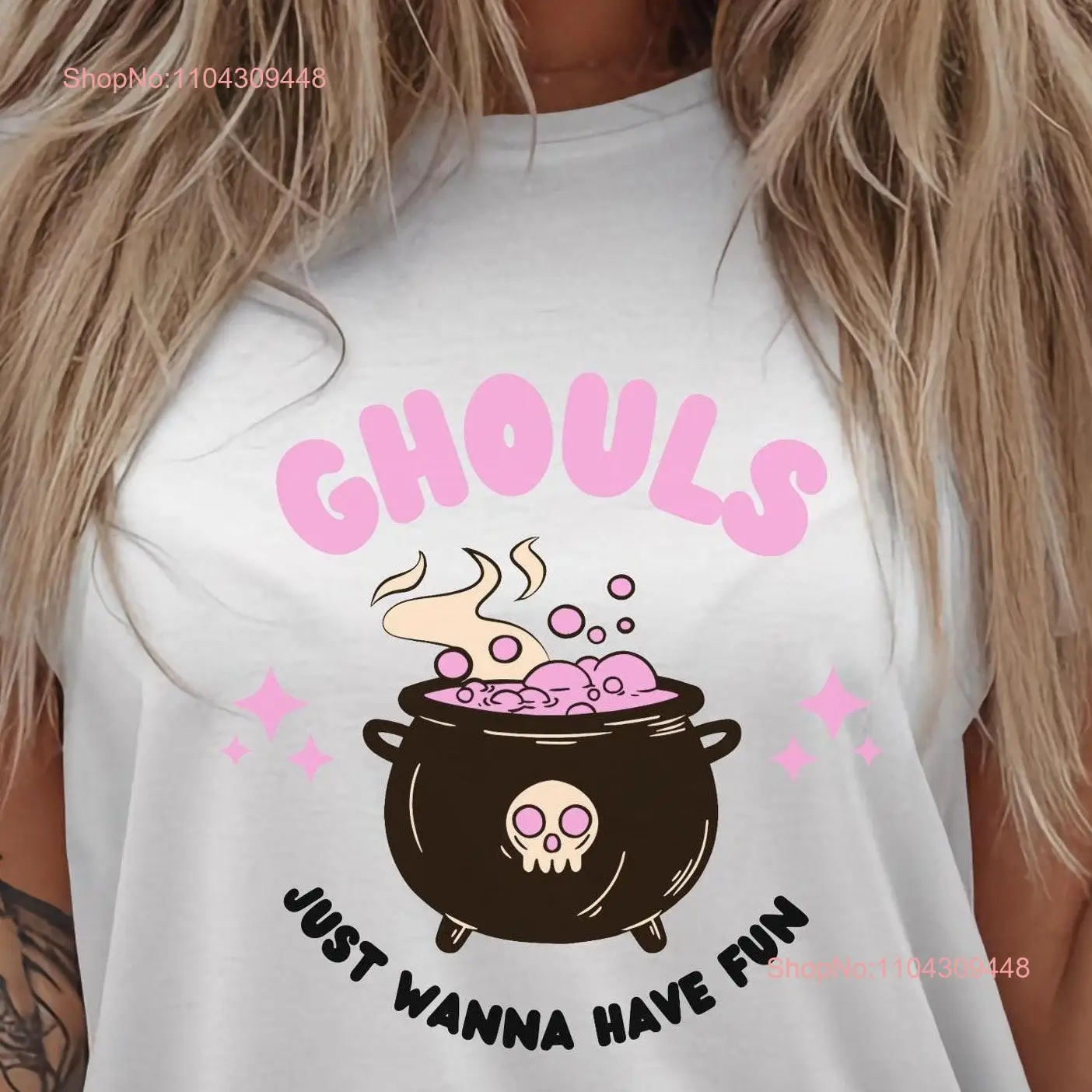 Ghouls Just Wanna Have Fun Halloween T Shirt Cute Witch Cauldron for Spooky Season Funny Costume long or short sleeves